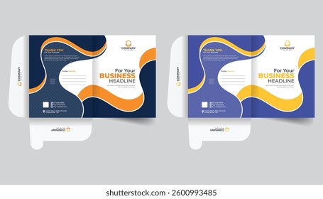 2 templates of Blue and purple color file folder design, With business image, logo and all company information. Abstract and creative colorful background, office document file folder template
