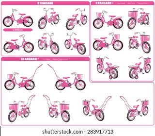 2-[ These were one set of illustrations of the made the bicycle for kids of 12inch size (3 types + Pink colors) .]