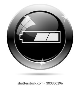 2 thirds charged battery icon. Internet button on white background. EPS10 vector 