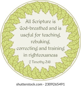 2 Timothy 3:16 bible verse mandala surrounded with grape leaves