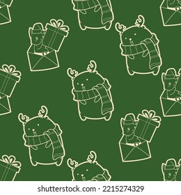 2 tone colors cartoon Christmas seamless pattern