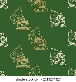 2 tone colors outline Christmas cartoon seamless pattern