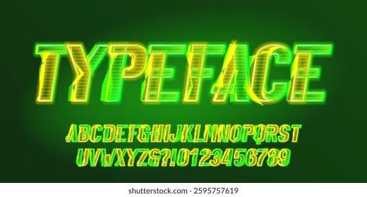 2 tone neon abstract typeface. Futuristic neon letters and numbers. Stock vector alphabet for your design.