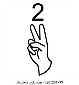 2 - two hand sign - Deaf Language Hand Vector Signs - International Week of the Deaf 18 September - International Day of Sign Languages 23 September