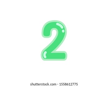 2 two number green vector jelly glossy bright typography for web holiday event 