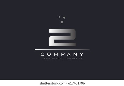 2 two number silver metal grey blue dots company logo design vector icon template