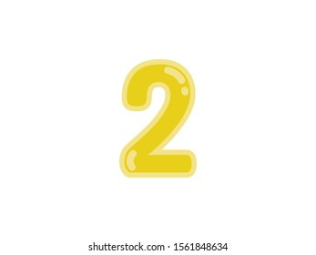 2 two number yellow amber gold marmalade vector jelly glossy bright typography for web holiday event 