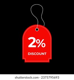 2% de descuento en la etiqueta de precio rojo 2%. Oferta especial, etiqueta de descuento de compra. Tarjeta promocional de venta. Ilustración del vector