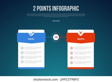 2 or two point template comparison versus things in infographic with price table box badge with triangle header with modern dark style for slide presentation vector