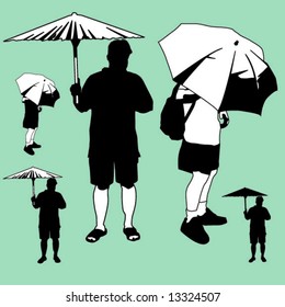 2 umbrella figures