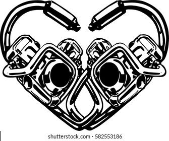 2 V twin engines combine to one heart