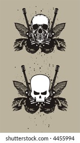 2 variations of skull/guitar theme