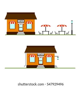 2 various cafe restaurant facades