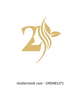 2 Logo abstracto vectorial, plantillas de diseño de marca en estilo minimalista lineal moderno, emblema para estudio de belleza y cosmética - retrato femenino, cara de mujer hermosa - placa para maquillador, moda