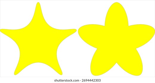 2 vector illustration of an yellow star with soft, rounded edges and a smooth, almost squircle-like form, created with a superellipse aesthetic.