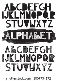 2 vector latin doodle funny alphabets: can be used for banners, postcards, invitations etc.