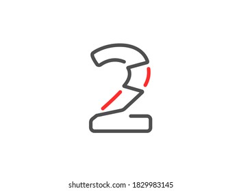 2 vector number. Modern trendy, creative style line design. For logo, brand label, design elements, corporate identity, application etc. İsolated vector illustration          