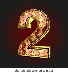 2 vector red letter with gold
