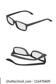 2 vector Thick-framed glasses on white background.