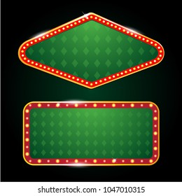 2 vectors casino banner sign green poker carpet design