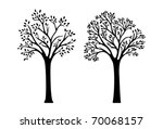2 versions of tree silhouettes - vector illustration