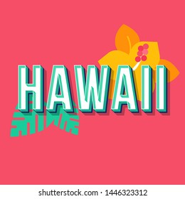 2 vintage 3d vector lettering. Retro bold font, typeface. Pop art stylized text. Old school style letters. 90s, 80s poster, banner design. Tropical plant punch color background