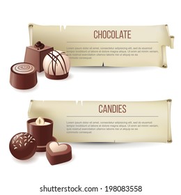 2 vintage banners with chocolate candies
