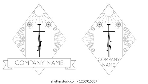 2 vintage hipster bicycle logos. Modern bike badges or emblems.
