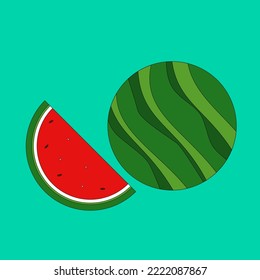 2 Watermelons with turquoise background