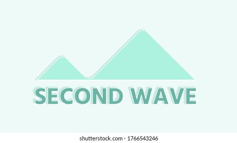  2 waveforms and second wave lettering , coronavirus covid-19 pandemic, the defense concept of the second and first wave outbreak, vector illustration for graphic design, website or banner