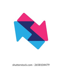 Modelo de vetor de cores de seta bidirecional