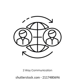 icono de comunicación de dos vías. Diseño de icono de estilo de esquema aislado en fondo blanco