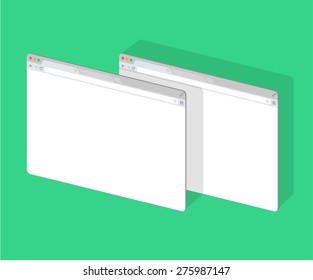 2 web simple set of Browser window white, green background, flat