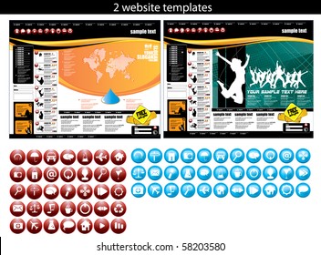 2 website design templates and icon kit
