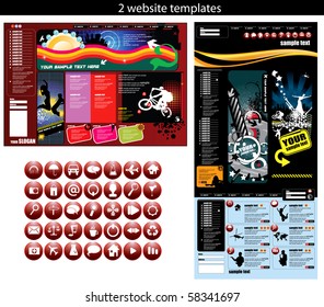 2 Website-Design-Vorlagen und Icon-Kit