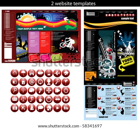 2 website design templates and icon kit