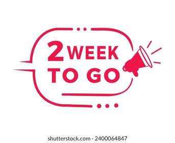 2 week to go banner, design badge icon. count time sale or promo for landing page or advertising. Flat style Vector template isolated on white background.