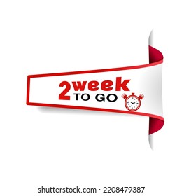 2 week to go banner, label, icon flat design. Vector illustration on white background.