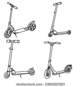 2 wheel scooter for kid's, isolated on a white background.