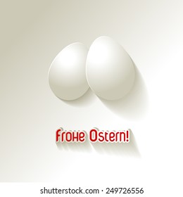 2 white eggs Easter greetings in German