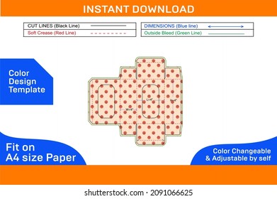 2 window showpiece packaging cardboard box dieline template and 3d render file