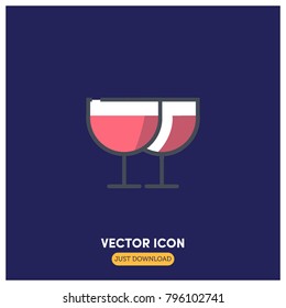 2 Wine Glasses Vector Icon Illustration