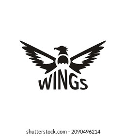 2 wings shaped bird, mountain silhouette logo for brand