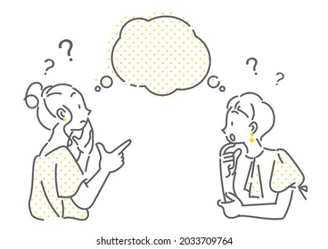 2 women talking, talk bubble