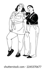 2 women walking shopping
free time art hand drawn illustration