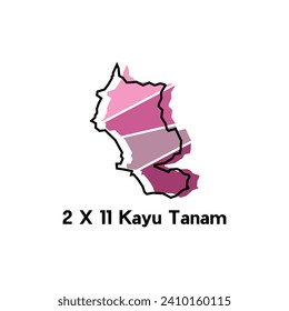 2 X 11 Kayu Tanam map. vector map of Indonesia Country colorful design, suitable for your company
