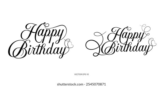 2 x Happy Birthday Typography Vector Illustration  