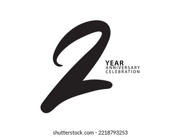 2 year anniversary celebration black color logotype vector, 2 number design, 2nd Birthday invitation, logo number design vector illustration
