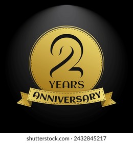 2 Year Anniversary Celebration. Happy 2nd year Anniversary design element. Vector illustration for banner, greeting card, invitation card with Wedding party event decoration.