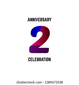 2 Year Anniversary Celebration Logo Vector Template Design Illustration